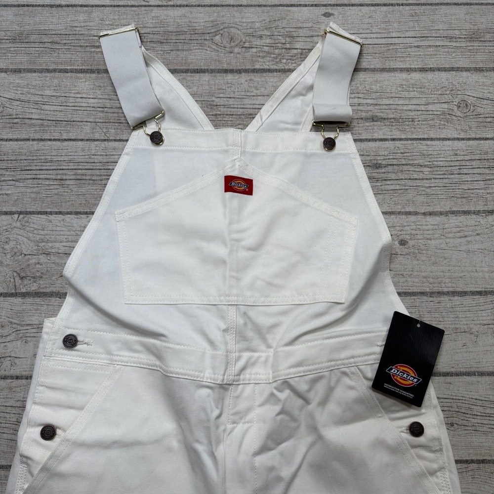 NEW Dickies Bib Overalls Mens 32x32 White Duck Canvas Utility Workwear Dungarees